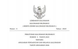 Lembaran Kalurahan Bejiharjo Nomor 5 Tahun 2025 tentang APBKAL Tahun 2026